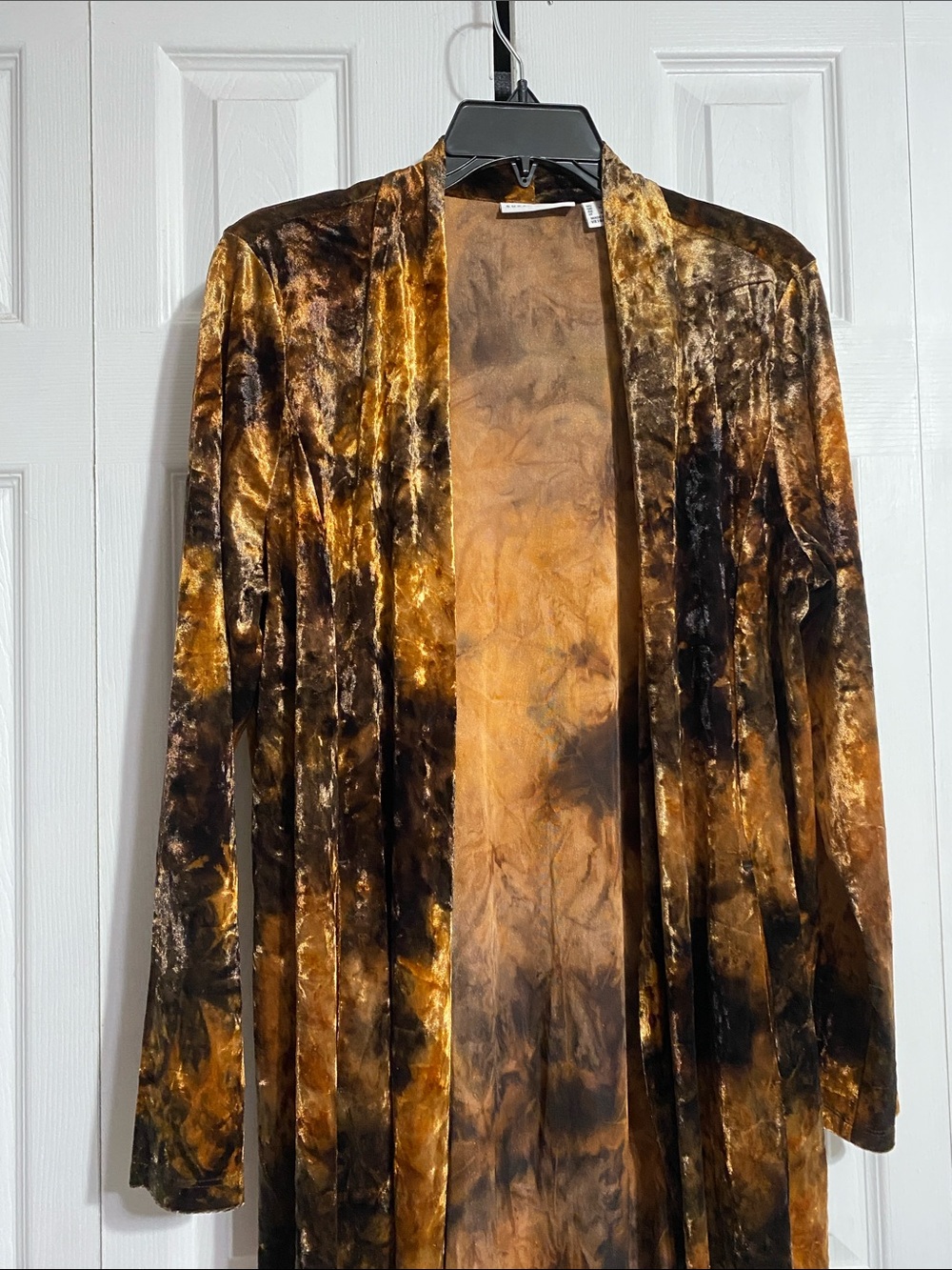 Susan Graver brown crushed velvet open cardigan jacket size LARGE - Picture 2 of 11